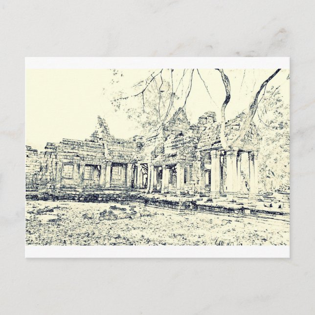 Carte Postale Croquis Angkor Vat (Devant)