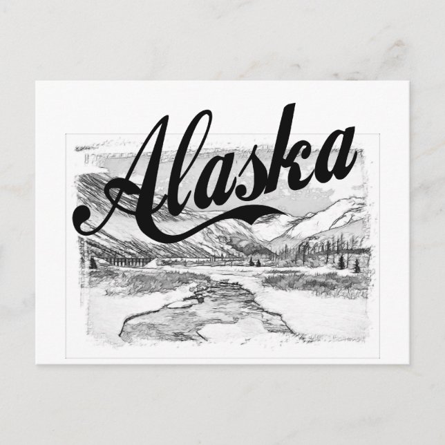 Carte Postale Croquis au crayon Alaska (Devant)