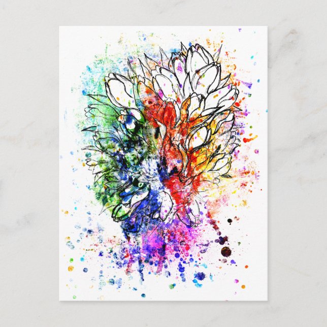 Carte Postale Croquis au crayon des tulipes (Devant)