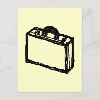 Carte Postale Croquis coque. Noir et Crème. Valise, Porte-docume