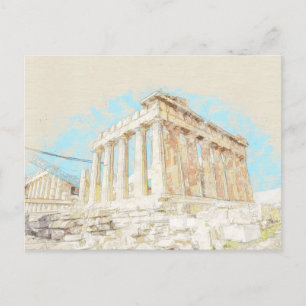 Carte Postale Croquis de Acropolis Hill à Athènes, Grèce