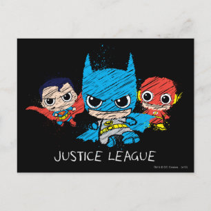 Carte Postale Croquis de la Mini Justice League