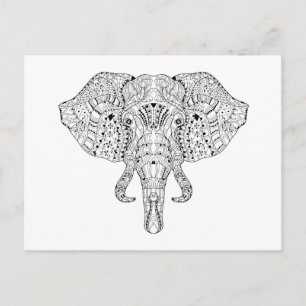 Carte Postale Croquis de la tête d'éléphant