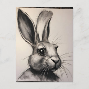 Carte Postale Croquis de lapin de charbon
