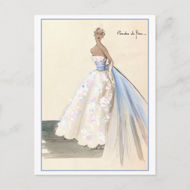 Carte Postale Croquis de mode de robe du soir (Devant)