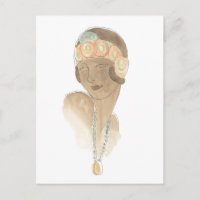 Croquis de mode Flapper - Femme avec pièce à cheve