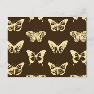 Carte Postale Croquis de papillon, beige sur chocolat
