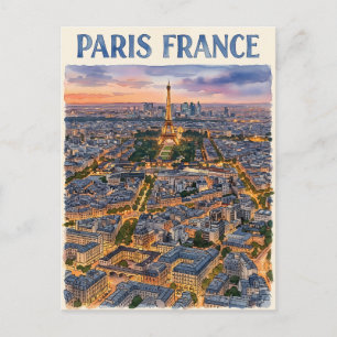 Carte Postale Croquis de voyage à l'aquarelle Paris France 