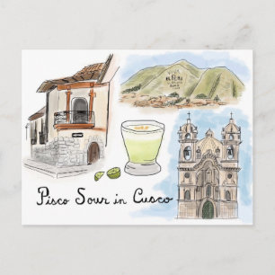 Carte postale Croquis de voyage : Pisco Sour à Cus