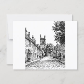 Carte Postale Croquis du village Stow-on-the-World, Cotswolds An