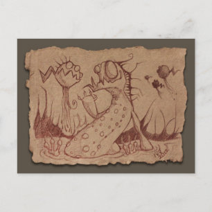 Carte Postale Croquis en papier gris : Chose de marais