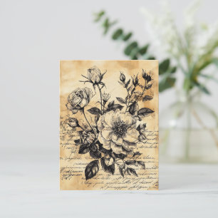Carte Postale Croquis floral rustique avec calligraphie - âge (1