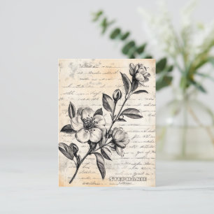 Carte Postale Croquis floral rustique avec calligraphie - âge (2