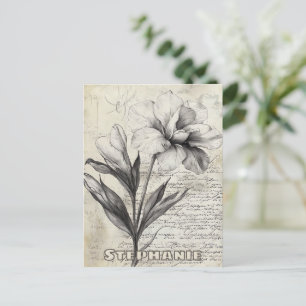 Carte Postale Croquis floral rustique avec calligraphie - âge (3