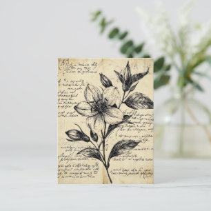 Carte Postale Croquis floral rustique avec calligraphie - âge (5