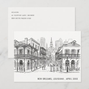 Carte Postale Croquis minimal de La Nouvelle-Orléans Louisiane V