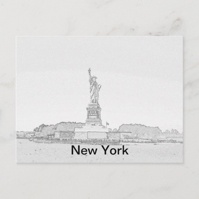 Carte Postale Croquis New York Liberty (Devant)