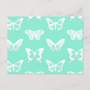Carte Postale Croquis papillon, aqua et blanc