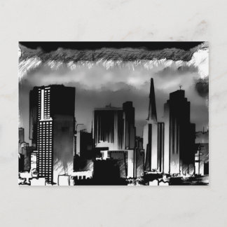 Carte Postale Croquis Skyline de Chicago en noir et blanc