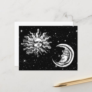 Carte Postale Croquis vintage de Mystic Moon et Sun