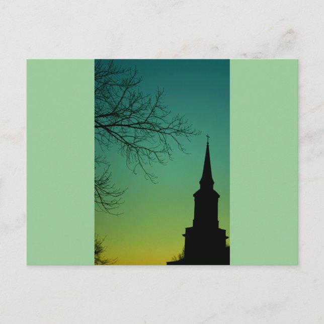 Carte Postale Cross Church Steeple à Twilight (Devant)