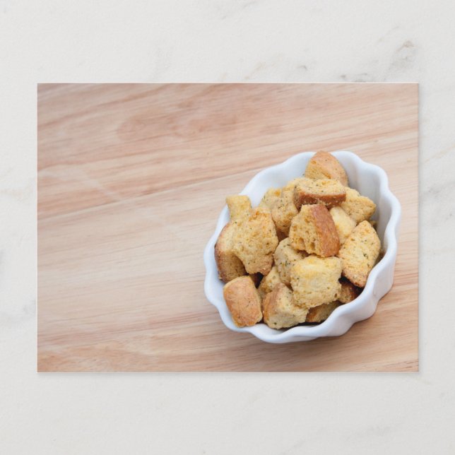 Carte Postale Croûtons de salade dans un bol (Devant)