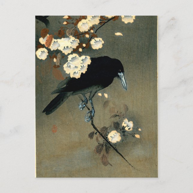 Carte Postale Crow & Blossom par Ohara Koson (1910) (Devant)