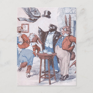 Carte Postale Crow & Bunnies Ont Du Thé