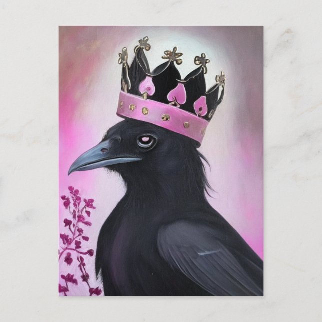 Carte Postale Crow dans une couronne rose (Devant)