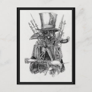 Carte Postale Crow de mécanique Steampunk