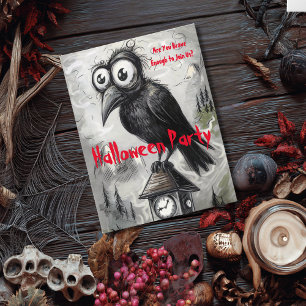 Carte Postale Crow noir gothique et tour Éffrayant Halloween Par