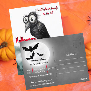 Carte Postale Crow noir gothique et tour Éffrayant Halloween Par
