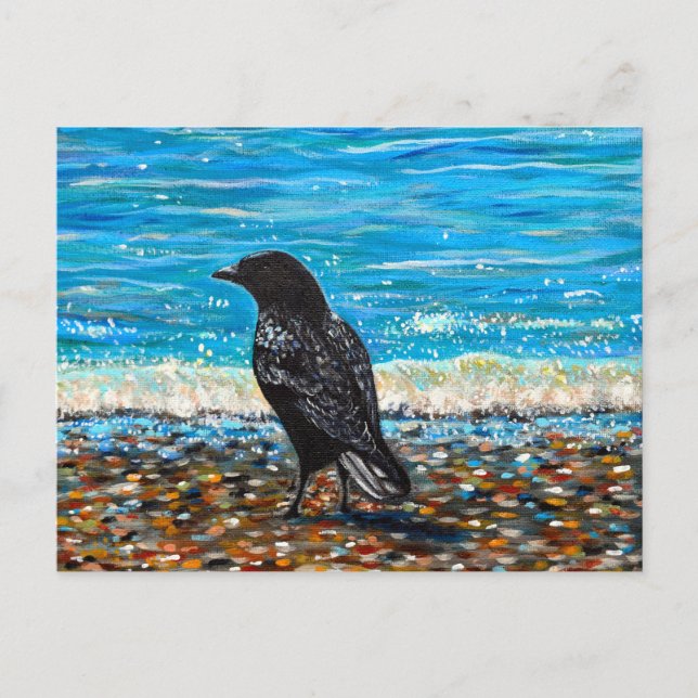 Carte Postale Crow on the Beach 2 Peinture (Devant)