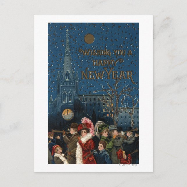 Carte Postale Crowd Blowing Horns (Devant)