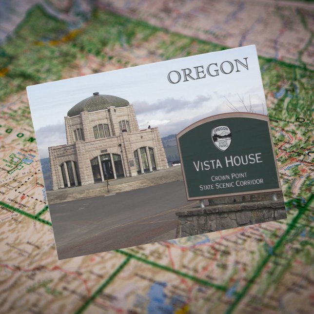 Carte Postale Crown Point Vista House, Oregon Travel Photo (In Situ Map)