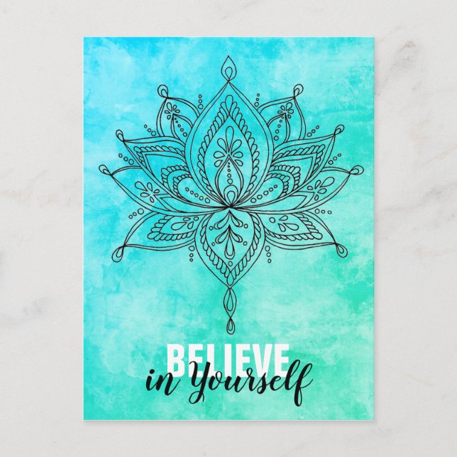 Carte Postale Croyez En Vous Lotus Mandala Turquoise (Devant)