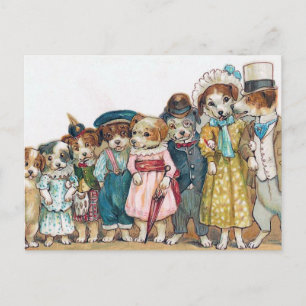 Carte Postale "Cru de la famille de chien"