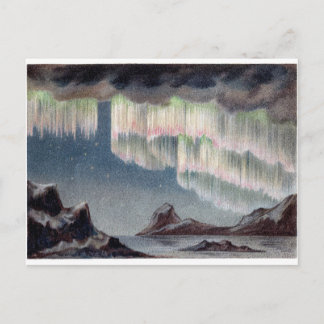 Carte Postale cru vintage de lumières polaires de lumières du