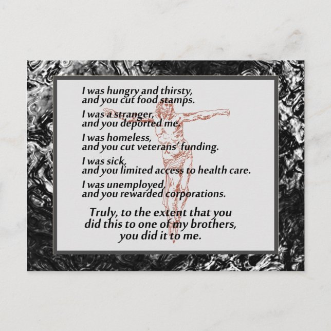 Carte Postale Crucifix en justice sociale (Devant)