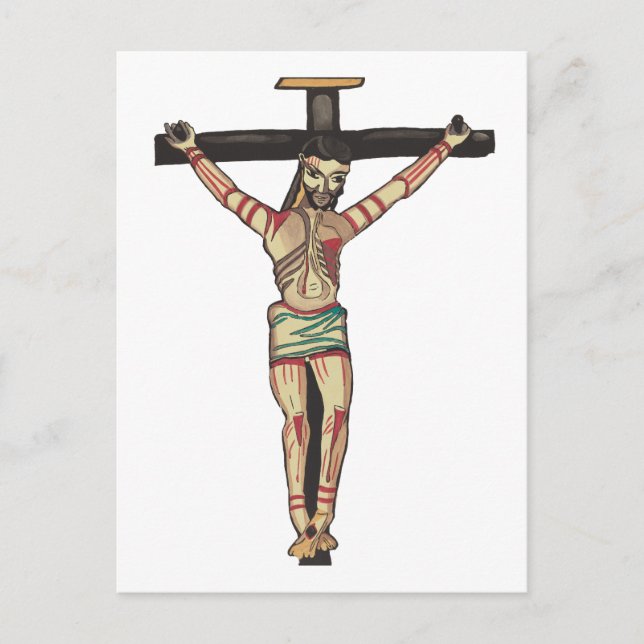Carte Postale Crucifixion Jésus Christ Croix Aquarelle art (Devant)