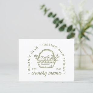 Carte Postale Crunchy maman bio végétarien vert écologique écolo