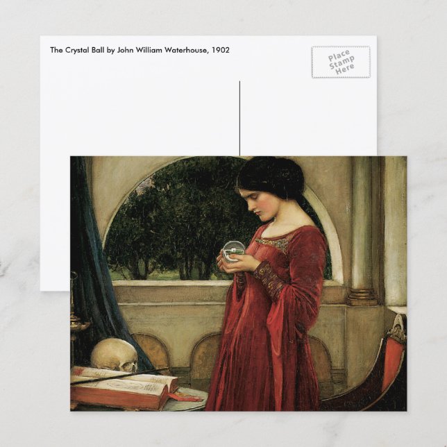 Carte Postale Crystal Ball par John William Waterhouse (Devant / Derrière)