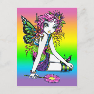 Carte postale "Crystal" Candy Rainbow Butterfly Fa