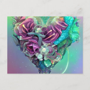 Carte Postale Crystal Heart Rainbow Pastel Purple Tones Imaginai