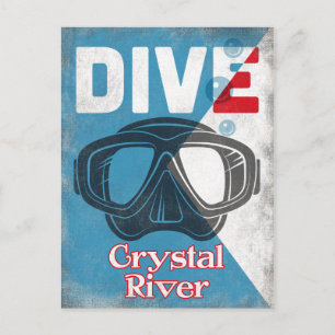 Carte Postale Crystal River Masque de plongée Vintage