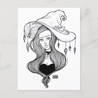 Carte Postale Crystal Witch Inktober Art