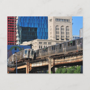 Carte Postale CTA rapid transit Orange Line and Green Line