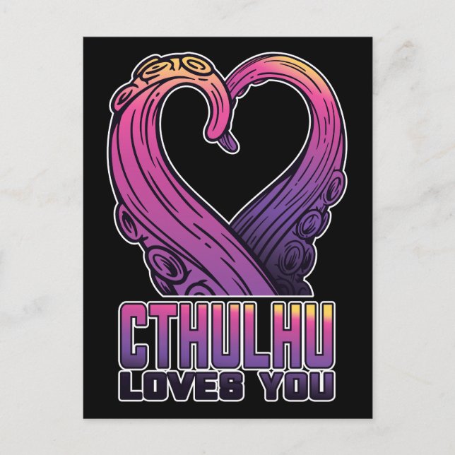 Carte Postale Cthulhu vous aime Tentacles Lovecraft (Devant)