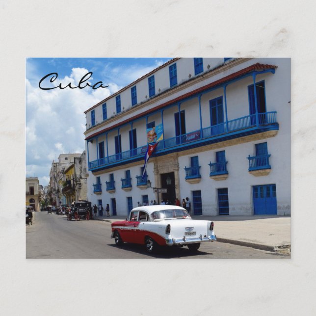 Carte Postale Cuba Classic Car Architecture Colorée (Devant)