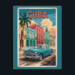 Carte Postale Cuba Classic Car Illustration Voyage Art Vintage<br><div class="desc">Cuba dans un style vectoriel. Des rues animées de La Havane aux paysages luxuriants de Viñales et au sable blanc de Varadero,  Cuba offre aux voyageurs un mélange parfait de culture,  d'aventure et de charme intemporel.</div>